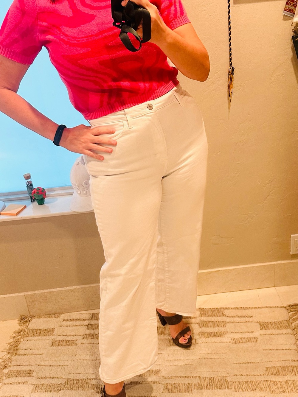 Classic GUESS White Wide-Leg Women’s Ankle Cropped Jeans Size 31 - Picture 3 of 8